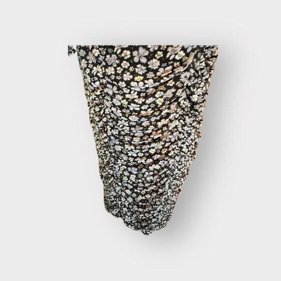 Women’s Divided by H&M XL Black Floral Print All Over Ruched Bodycon Dress - Picture 6 of 13